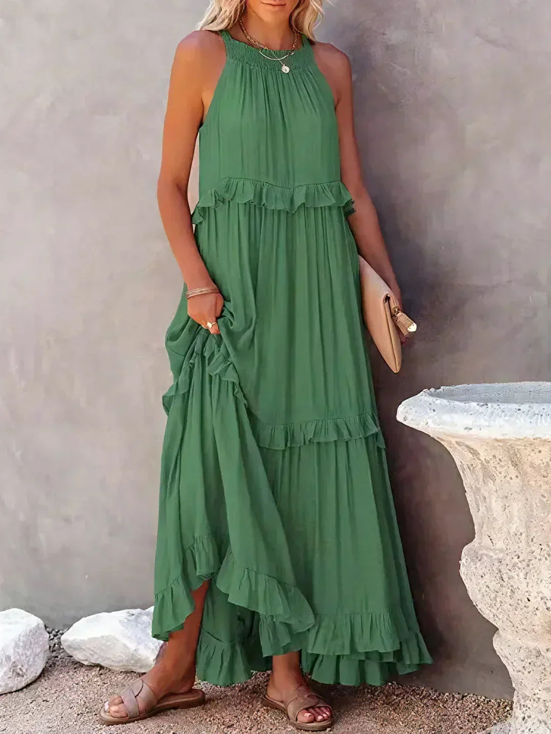 Robyn - Halter Ruffle Maxi Dress