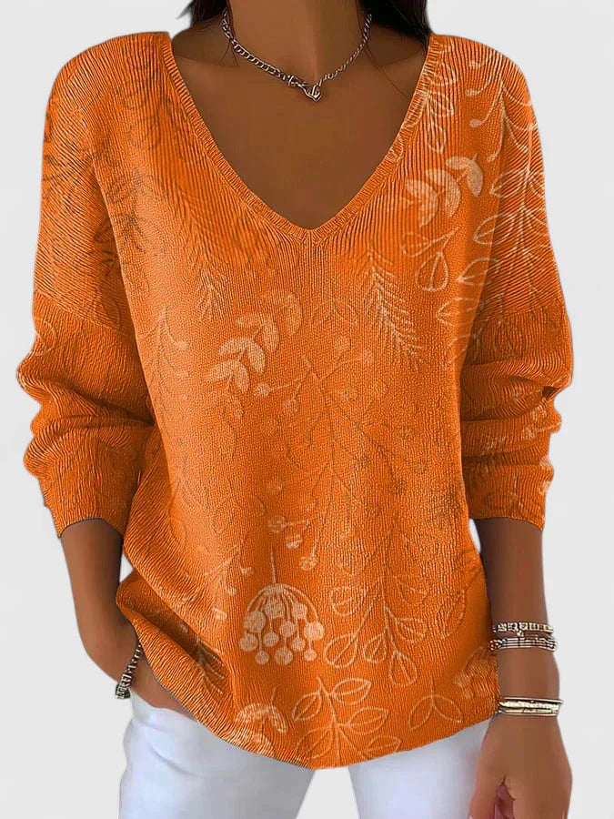 MIRELLE | Leaf Pattern Cotton Blend Sweater